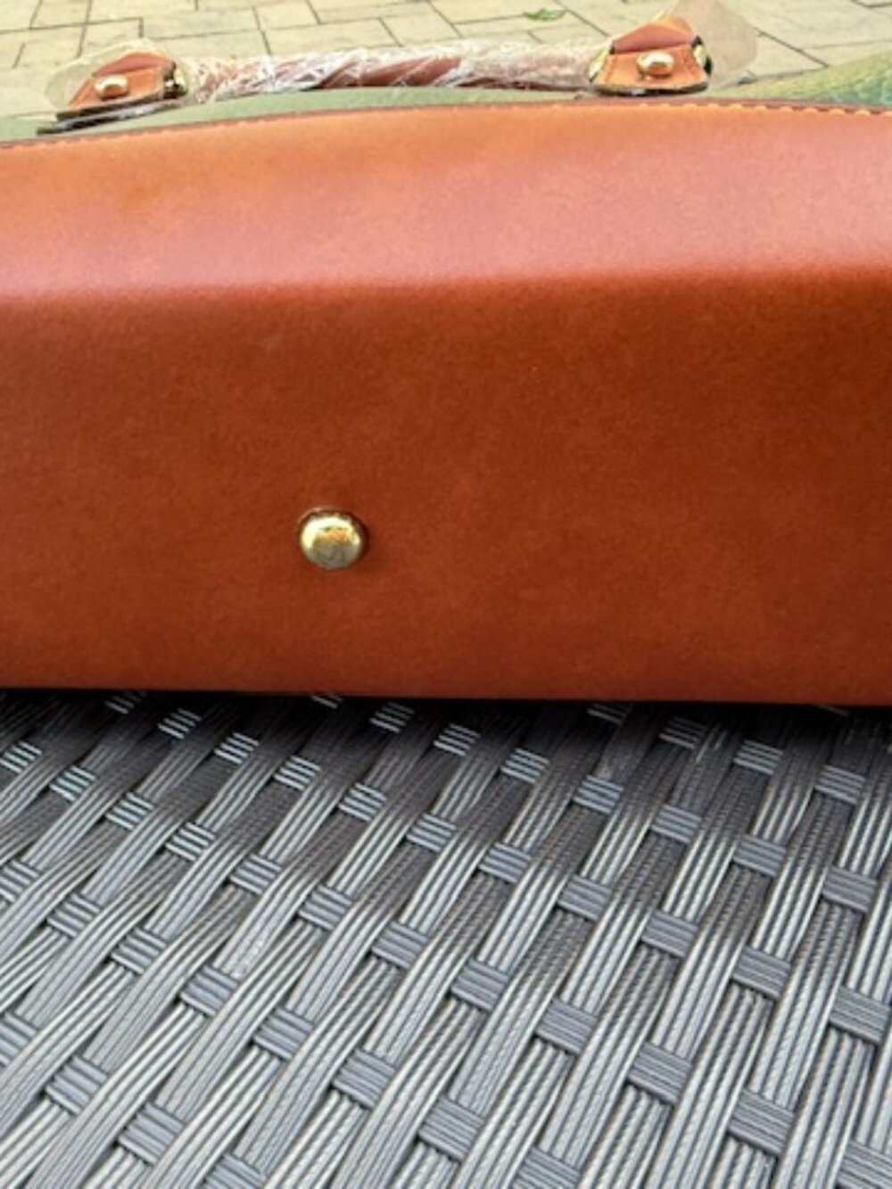 Vintage Dooney & Bourke All Weather Leather Satchel Forest Green British Tan - Picture 4 of 5